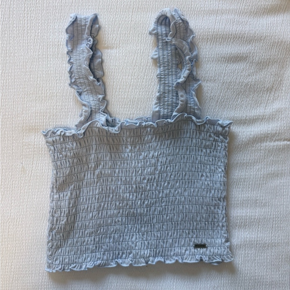 Hollister Light Blue Ruffled Crop Top